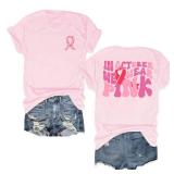 UYIQL in October We Wear Pink Shirt Women Breast Cancer Awareness Tshirt Pink Ribbon Support Squad Breast Cancer Outfits M