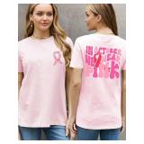 UYIQL in October We Wear Pink Shirt Women Breast Cancer Awareness Tshirt Pink Ribbon Support Squad Breast Cancer Outfits M