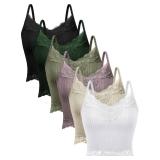 Bencailor 6 Pack Fairy Grunge Y2K Tops, Lace Patchwork Crop Tops Ribbed Knitted Cropped Cami Tank Top Y2K Clothing for Women (Small,Retro Color)