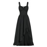 Renaissance Dress Women Corset Sundress 2025 Summer Sleeveless Goth Dress Black M