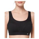 Yvette Adjustable Molded Cup Supportive Sports Bras - High Impact Wireless Bra for Large Breasts,Black, X-Large Plus
