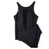 SUUKSESS Women Slimming Tummy Control Tankini Bathing Suits Ruffle High Waisted High Neck 2 Piece Swimsuits(Black,XXL)