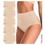 ASIMOON Tummy Control High Waisted Underwear for Women Cotton Plus Size Full Coverage Panties Ladies Briefs 3XL