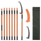 VEVOR Manual Pole Saw, 7.3-27 ft. Tree Pruner with 20 in. Steel Blade Pruning Saw, 8 Fiberglass Poles, 2025 Upgrade - Retail $86