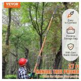 VEVOR Manual Pole Saw, 7.3-27 ft. Tree Pruner with 20 in. Steel Blade Pruning Saw, 8 Fiberglass Poles, 2025 Upgrade - Retail $86