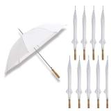 48 in. White Manual Open Wedding Umbrella (10 Pack) - Retail: $73
