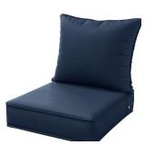 22 in. x 24 in. x 4 in. Square Outdoor Deep Seating Cushion Set Seat and Back Cushion for Chair and Sofa Navy Blue - Retail: $63