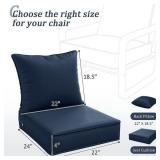 22 in. x 24 in. x 4 in. Square Outdoor Deep Seating Cushion Set Seat and Back Cushion for Chair and Sofa Navy Blue - Retail: $63
