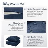 22 in. x 24 in. x 4 in. Square Outdoor Deep Seating Cushion Set Seat and Back Cushion for Chair and Sofa Navy Blue - Retail: $63
