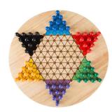 Chinese Checkers Game Set with 11 inch Wooden Board and Traditional Pegs by Hey! Play!