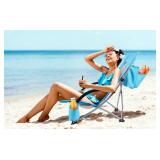 Nice C Beach Chair, Beach Chairs for Adults 2 Pack, Compact High Back, Cup Holder & Carry Bag & Heavy Duty Outdoor, Camping, BBQ, Travel, Picnic, Festival (Set of 2 Blue)