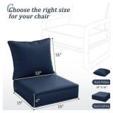 19 in. x 19 in. x 4 in. Square Outdoor Deep Seating Cushion Set Seat and Back Cushion for Lounge Chair Navy Blue