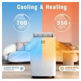 12,000 BTU 4-in-1 Portable Air Conditioner and Heater, 3-Fan Speeds, Dehumidifier, and R32 Refrigerant - Retail: $352