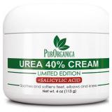 PurOrganica Urea 40% Cream Plus Salicylic Acid - Limited Edition - Foot Cream for Thick, Cracked, Rough, Dead & Dry Skin Corn and Callus Remover Toenail Softener, Moisturizer For Feet Hands and Knees