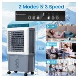 Edendirect 3450 CFM Indoor/Outdoor Portable Evaporative Cooler for 1000 sq. ft., 3-Speed Air Cooler with 11 Gallon Tank and Remote - Retail $330