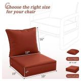 19 in. x 19 in. x 4 in. Square Outdoor Deep Seating Cushion Set Seat and Back Cushion for Lounge Chair Terra Red