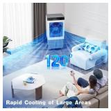JINJUNYE 3450 CFM 3-Speeds Portable Evaporative Air Cooler with 9 Gal. Water Tank, Remote Control, 2 -Ice Packs for 460 sq. ft. - Retail $172
