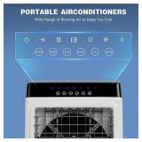 JINJUNYE 3450 CFM 3-Speeds Portable Evaporative Air Cooler with 9 Gal. Water Tank, Remote Control, 2 -Ice Packs for 460 sq. ft. - Retail $172