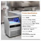 SKYSHALOCommercial Ice Maker, 450 lbs. / 24H, Ice Maker Machine, 160 Ice Cubes in 12-15 Minutes - Retail: $1,500