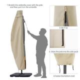 JOYESERY Patio Umbrella Covers Zippered Waterproof Outdoor Offset, Fit for Cantilever Umbrella 9-11 Feet, Beige