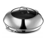 HexClad Hybrid Nonstick 14-Inch Frying Pan with Stainless Steel Lid, Stay-Cool Handles, Dishwasher-Friendly, Oven-Safe Up to 900°F, Induction Ready, Compatible with All Cooktops - Retail $219