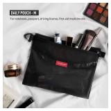 pack all Water-Resistant Material Zipper Pouch, Mesh Zipper Bags for Storage, Travel, Office (Black, Medium)