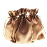 Knitial 4" x 6" Old Gold Satin Gift Bags, Jewelry Bags, Wedding Favor Drawstring Bags Baby Shower Christmas Gift Bags 50 per Pack - Retail: $20