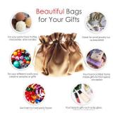 Knitial 4" x 6" Old Gold Satin Gift Bags, Jewelry Bags, Wedding Favor Drawstring Bags Baby Shower Christmas Gift Bags 50 per Pack - Retail: $20