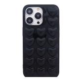 DMaos Compatible with iPhone 14/iPhone 13 Case for Women, 3D Pop Bubble Heart Kawaii Gel Cover, Cute Girly 6.1 inch - Black - Retail: $8