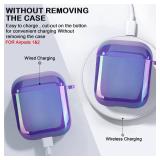 Glitter Laser Case for AirPods 2/1 with Pearl Wrist Bracelet Chain Keychain Soft TPU Protective Case for Women Girls Kids Cover Compatible with AirPod 2nd &1st Gen -Lilac Purple