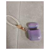 Glitter Laser Case for AirPods 2/1 with Pearl Wrist Bracelet Chain Keychain Soft TPU Protective Case for Women Girls Kids Cover Compatible with AirPod 2nd &1st Gen -Lilac Purple