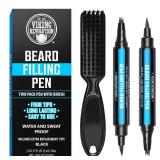 Viking Revolution Beard Pen (2 Pack) - Black Beard Pencil Filler for Men Lapiz para Barba de Hombre - Beard Filler for Men Waterproof Beard Filling Pen Kit - Long Lasting Beard Filler Pen with Brush -