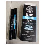 Viking Revolution Beard Pen (2 Pack) - Black Beard Pencil Filler for Men Lapiz para Barba de Hombre - Beard Filler for Men Waterproof Beard Filling Pen Kit - Long Lasting Beard Filler Pen with Brush -