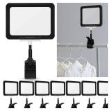Acrylic Sign Holder with Clamp, 6 x 9 Inch Double Head Display Clips, PVC Card Protector, Rotating Price Tag Clip for Hangrails or Tubes (Pack of 7) (Black) - Retail: $21