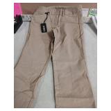 SATINATO Womenâs Khaki Dress Pants Work Straight Leggings Skinny Trousers with Pockets Casual Business Office 4 - Retail: $33
