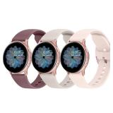 AK Bands Compatible with Samsung Galaxy Watch Active 2 Band 40mm 44mm / Galaxy Watch Active, 20mm Soft Silicone Strap Replacement Sport Wristbands for Galaxy Watch 3 41mm / Galaxy Watch 42mm (Starligh