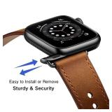 OUHENG Leather Bands Compatible with Apple Watch Band 49mm/46mm/45mm/44mm/42mm, Genuine Leather Strap for iWatch Ultra 3/2/1 & SE 3/2/1 Series 11 10 9 8 7 6 5 4 3 2 1 (Retro Brown/Black) - Retail: $10