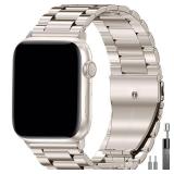 EPULY Compatible with Apple Watch Band 49mm 45mm 44mm 42mm 41mm 40mm 38mm, Business Stainless Steel Metal Watchband for iWatch Strap Ultra SE Series 8 7 6 5 4 3 2 1 Men(Starlight, 42mm/44mm/45mm/49mm)