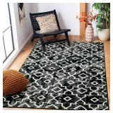 Wonnitar Moroccan Washable Area Rug - Bedroom 3x5 Black Rug Non-Slip Distressed Entry Rug Modern Geometric Trellis Black and White Throw Mat Floor Carpet for Desk Dining Table Dorm (Black,3