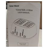 Roter Mond 4 Slice Toaster Retro Stainless Steel with Bagel Defrost Cancel Function, 6 Browning Settings, Extre Wide Slot and Removable Crumb Tray, White, ST033 - Retail: $61