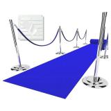 EZLucky Navy Blue Carpet Runner for Party, 2.6X15 ft, 130GSM Felt Non-Woven with Double-Sided No Traces Adhesive Sticke, Aisle Runner for Wedding, Movie Theme Party Decos, Blue Rug for Prom - Retail: 