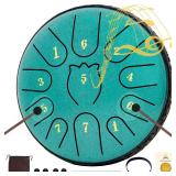 Steel Tongue Drum 6 Inche 11 Note Steel Drums Rain Chime,Raindrop Drum,Rain Drum for Outside Garden Green - Retail: $16