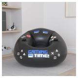 Inflatable Gaming Chair for Kids & Teens with Cup Holders and Side Pocket - This Air Gaming Bean Bag Chairs for Kids is The Perfect Furniture for Gamer Room Decor - Perfect Gaming Stuff for Boys 4-12 
