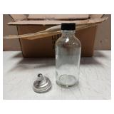 10 Pack, 4 oz Small Clear Glass Bottles w/Lids & 3 Stainless Steel Funnel - 120ml Boston Round Sample Bottle for Potion, Juice, Ginger Shot, Wellness, Oils, Whiskey, Liquids - Leakproof Travel Bottle 