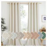 NICETOWN Natural Linen Curtains 84 inch Long 2 Panels Set, Grommet Top Thick Linen Burlap Semi Sheer Vertical Drapes Privacy Assured with Light Filtering for Bedroom/Living Room, W55 x L84 - Retail: $