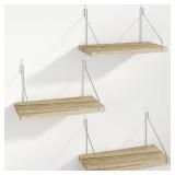 Fixwal Floating Shelves for Wall No Drilling, 3pcs Renter Friendly Shelves Adhesive Shelves No Screws for Living Room Bedroom Bathroom Kitchen (Middle)