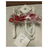 Red and Pink Heart Glass Ornament Set with LED String Lights - Retail: $15