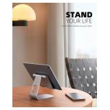 Lamicall Tablet Stand, Adjustable Tablet Holder - Desktop Stand Dock Holder Compatible with 4-13" Tablets Such as iPad Pro 11, 9.7, 10.5, 12.9 Air Mini, Kindle, Tab, iPhone Air 17 Pro Max, Silver - Re