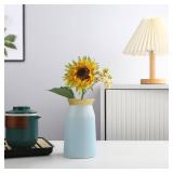 Lsbtaucp- Frosted Gold Border Ceramic vase, Simple Home Decoration, Suitable for Various Festivals, Good Shooting Props, a Good Choice of Gifts. (Light Blue) - Retail: $15