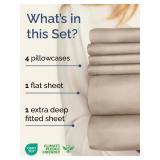 Extra Deep Queen Sheet Set - 6 Piece Breathable and Cooling Sheets - Hotel Luxury Bed Sheets Set - Easy & Secure Fit - Soft, Wrinkle Free and Comfy Sheets Set - Wheat Sheet Set with Extra Deep Pockets